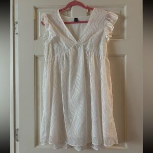Maternity White Ruffled Sleeve Dress